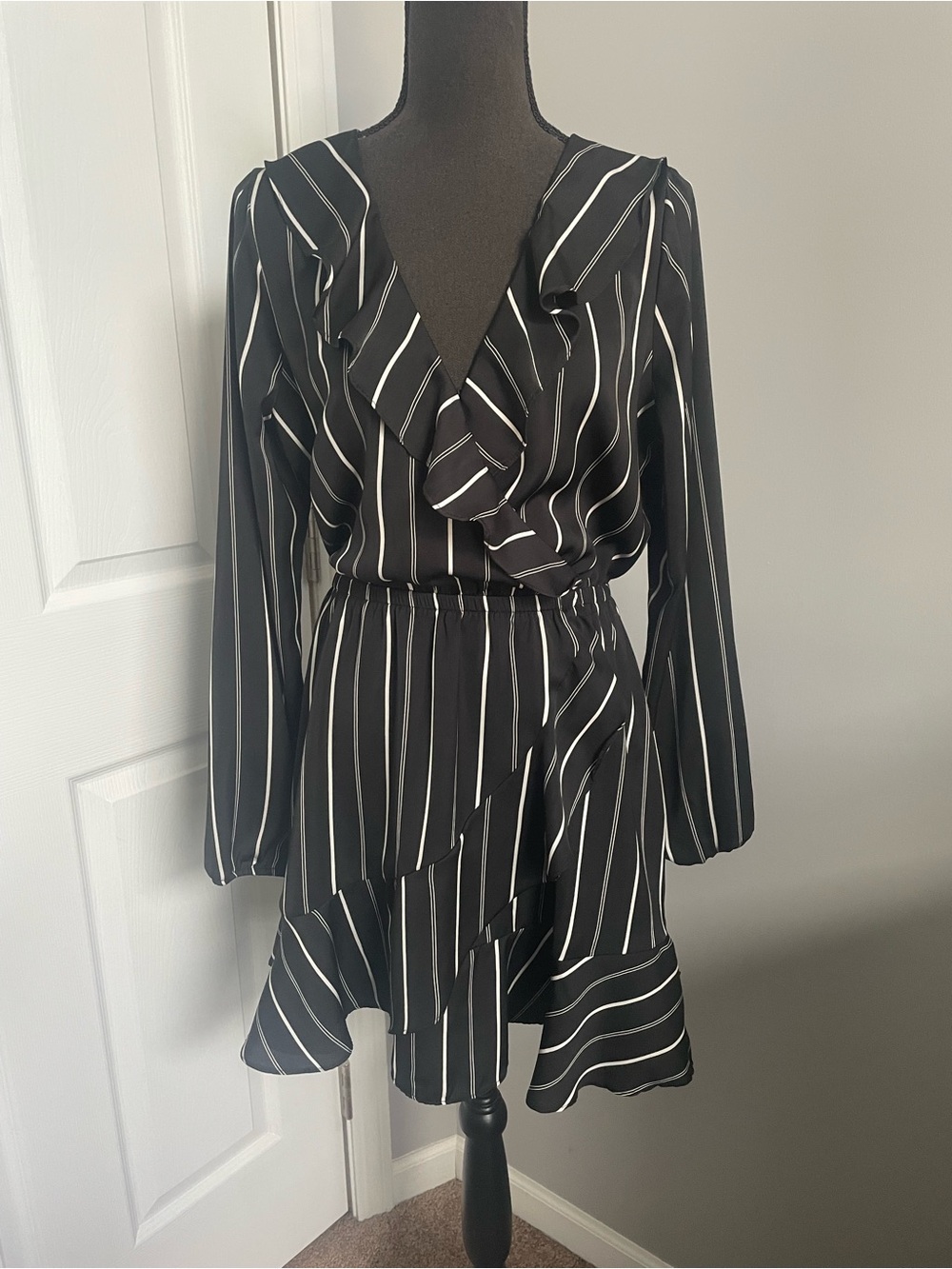 Express Black and White Striped Dress